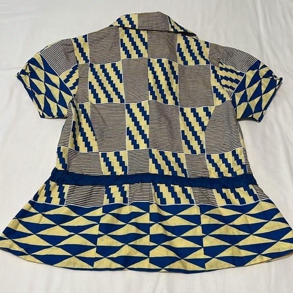 Cool and Funky Handmade Button Down Blouse with Drawstring/Tie Waist - Picture 2 of 5